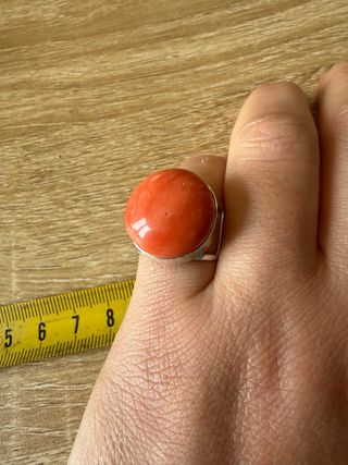 Anello Corallo Grande Argento 925