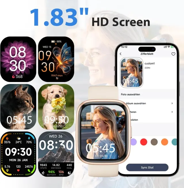 Reloj Inteligente Alexa Mujer Hombre Beige/Oro