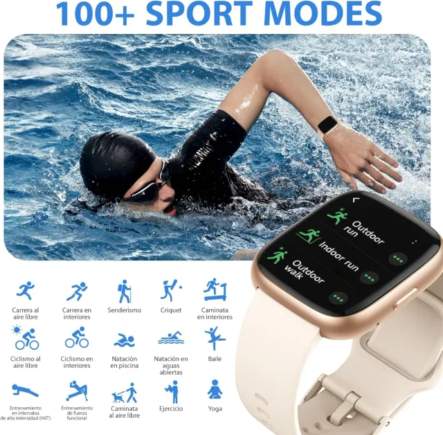 Reloj Inteligente Alexa Mujer Hombre Beige/Oro