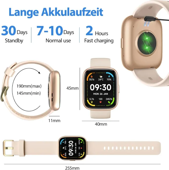 Reloj Inteligente Alexa Mujer Hombre Beige/Oro