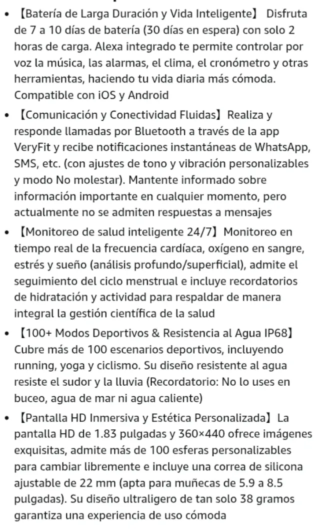 Reloj Inteligente Alexa Mujer Hombre Beige/Oro