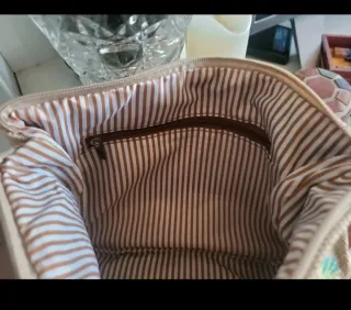 Bolso rafia beige bordado flores y flamenco