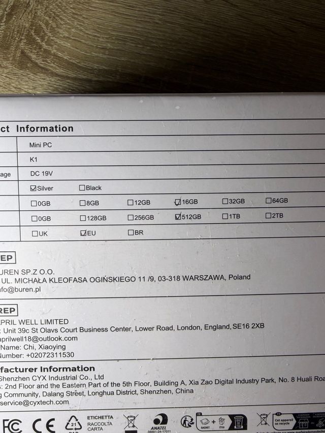 Mini PC ACEMAGIC Kron K1 Ryzen 5 7430U 16GB RAM