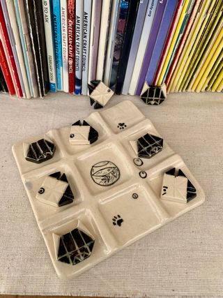 Juego de Tres en Raya Cerámica Gato y Pez