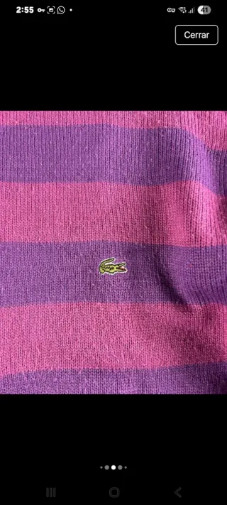 Jersey Lacoste Rayas Morado Talla XL c269