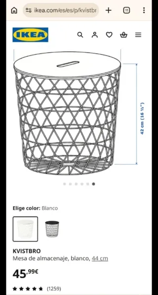 Mesa Auxiliar Almacenaje Metálica Ikea