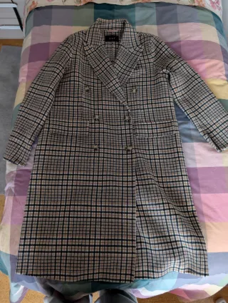 Abrigo OUI cuadros negro y marrón