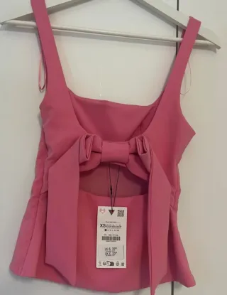 Top Zara Rosa Lazo Espalda Talla XS