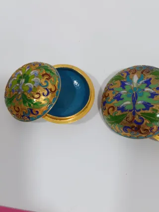 Conjunto cloisonné vintage decorativo