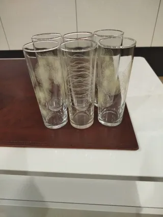 Set 6 Vasos Tubo Cristal Diseño