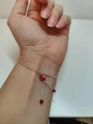 Pulsera Corazón Roja y Plateada