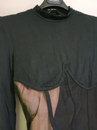 Body Shein Negro Corsé Manga Larga