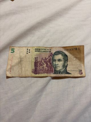Lote 7 Billetes 5 Pesos Argentinos
