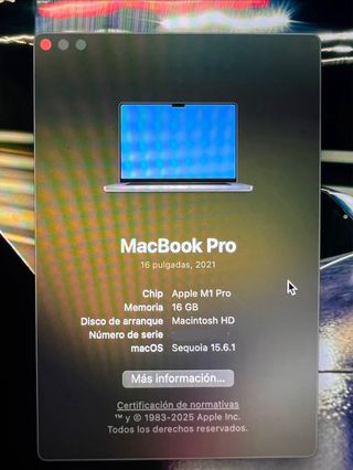 MacBook Pro 16 M1 Pro 2021 1TB SSD 16GB