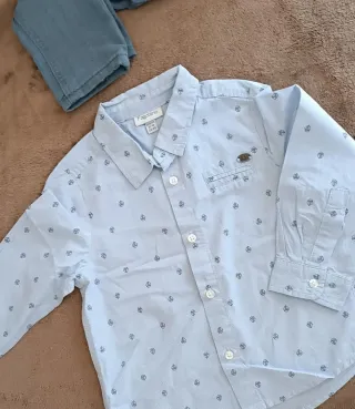 Camicia bimbo Fagottino azzurra fantasia