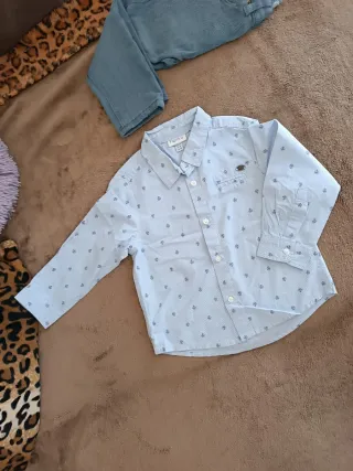 Camicia bimbo Fagottino azzurra fantasia