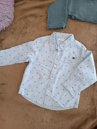 Camicia bimbo Fagottino azzurra fantasia