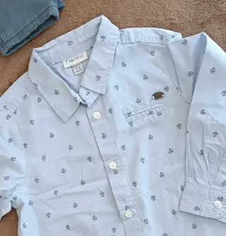 Camicia bimbo Fagottino azzurra fantasia