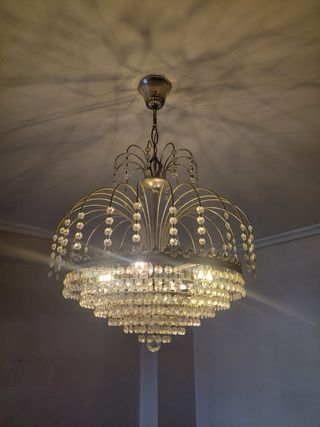 3 Lámparas de araña cristal y 2 lámparas de noche