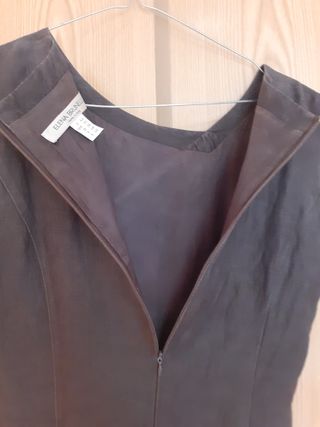 Vestido lino marrón oscuro