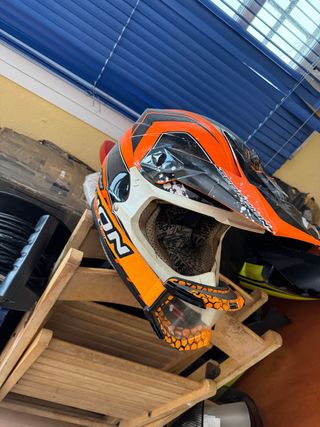 Casco Moto Enduro Naranja y Negro
