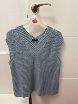Chaleco de punto azul talla S