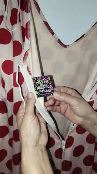 Vestido Flamenca Lunares Rojo y beige