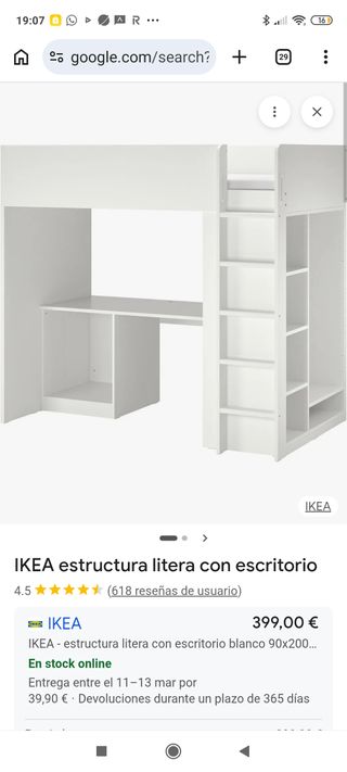 Litera con escritorio y armario