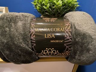 Manta Coralina Lisa Gris 160x210