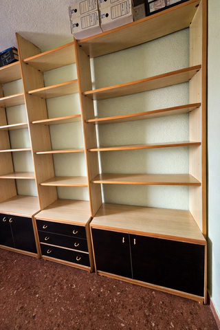 Librería modular madera y negro