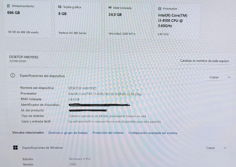 PC Gaming completo: i3-8100 24Gb ram RX580 8Gb RGB afbeelding 6