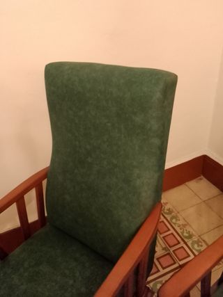 2 Poltrone Vintage in Legno e Tessuto