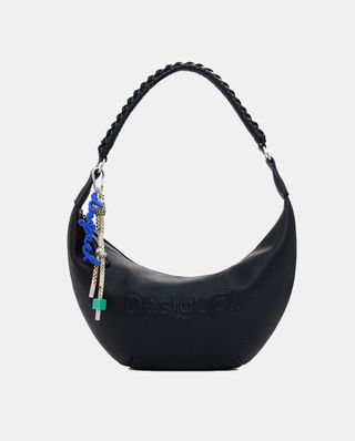 Bolso Desigual Negro Media Luna con logo