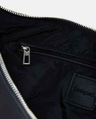 Bolso Desigual Negro Media Luna con logo