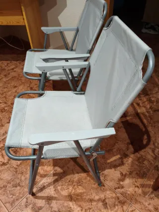 2 Sillas de Playa Plegables y Parasol