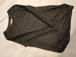 Jersey señora encaje negro/gris
