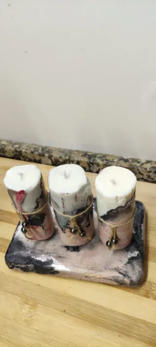 Set di candele artigianali profumate, rosa