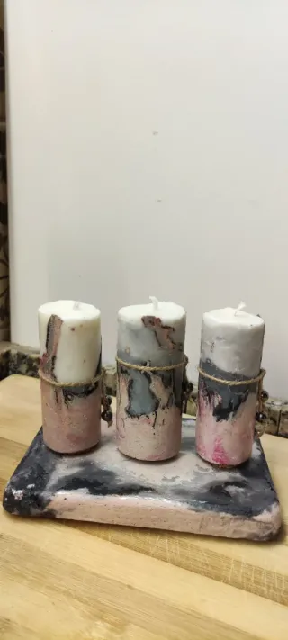 Set di candele artigianali profumate, rosa