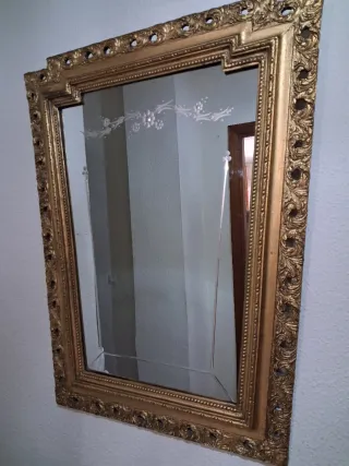 Espejo antiguo marco madera dorado