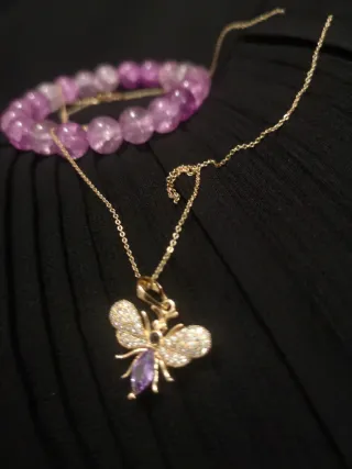 Collar Abeja Amatista y Pulsera