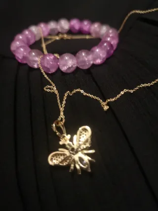 Collar Abeja Amatista y Pulsera