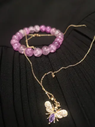 Collar Abeja Amatista y Pulsera