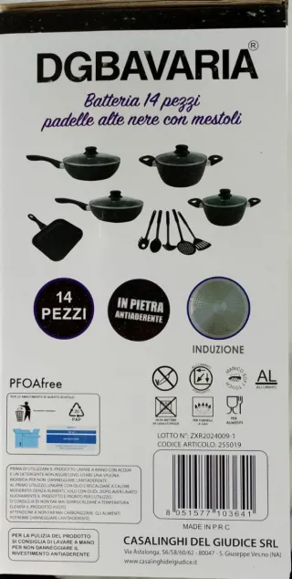 Batteria 14 pezzi padelle alte nere