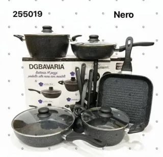 Batteria 14 pezzi padelle alte nere