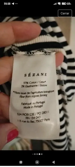 Vestido Sezane Rayas Blanco y azul marino