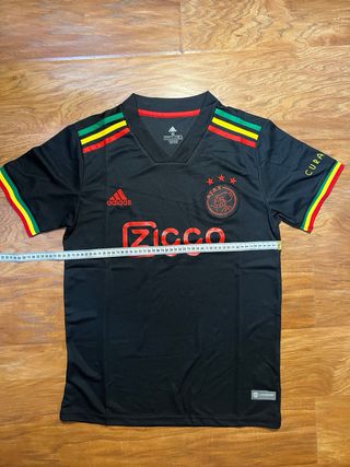 Camiseta corta de futbol del ajax bob marley negra