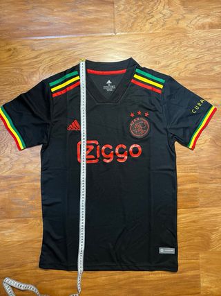Camiseta corta de futbol del ajax bob marley negra