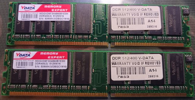 Pareja Módulos RAM V-DATA DDR400 512MB