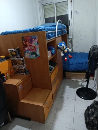 Habitación juvenil litera  con cajones