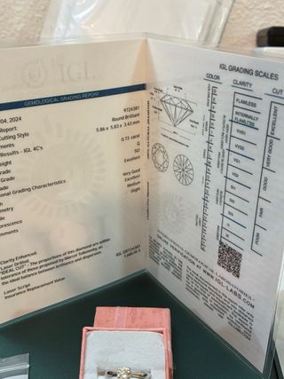 Anillo Oro 18k Diamante Natural 0.73 Ct SI2